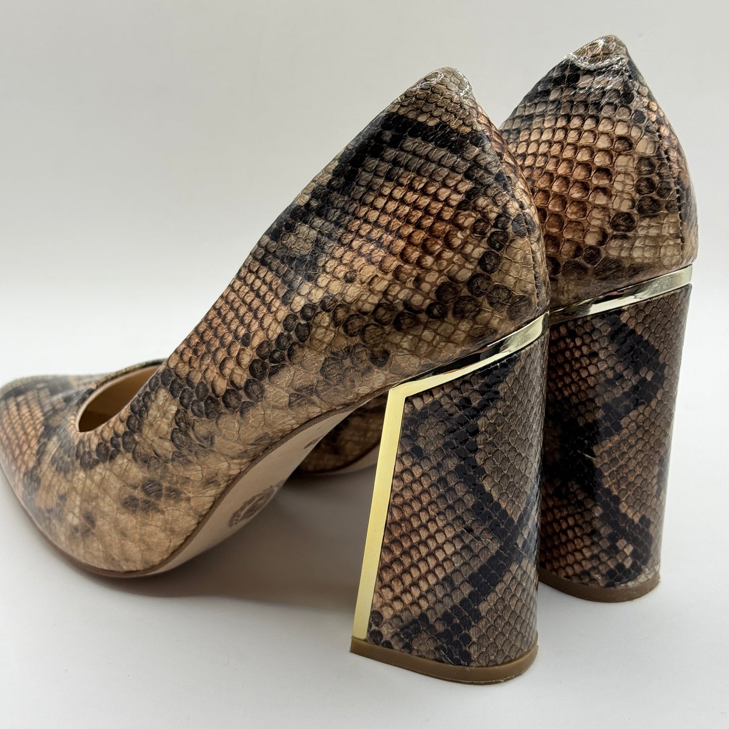 Mi Piaci Brown Snake Print Block Heels Size 39