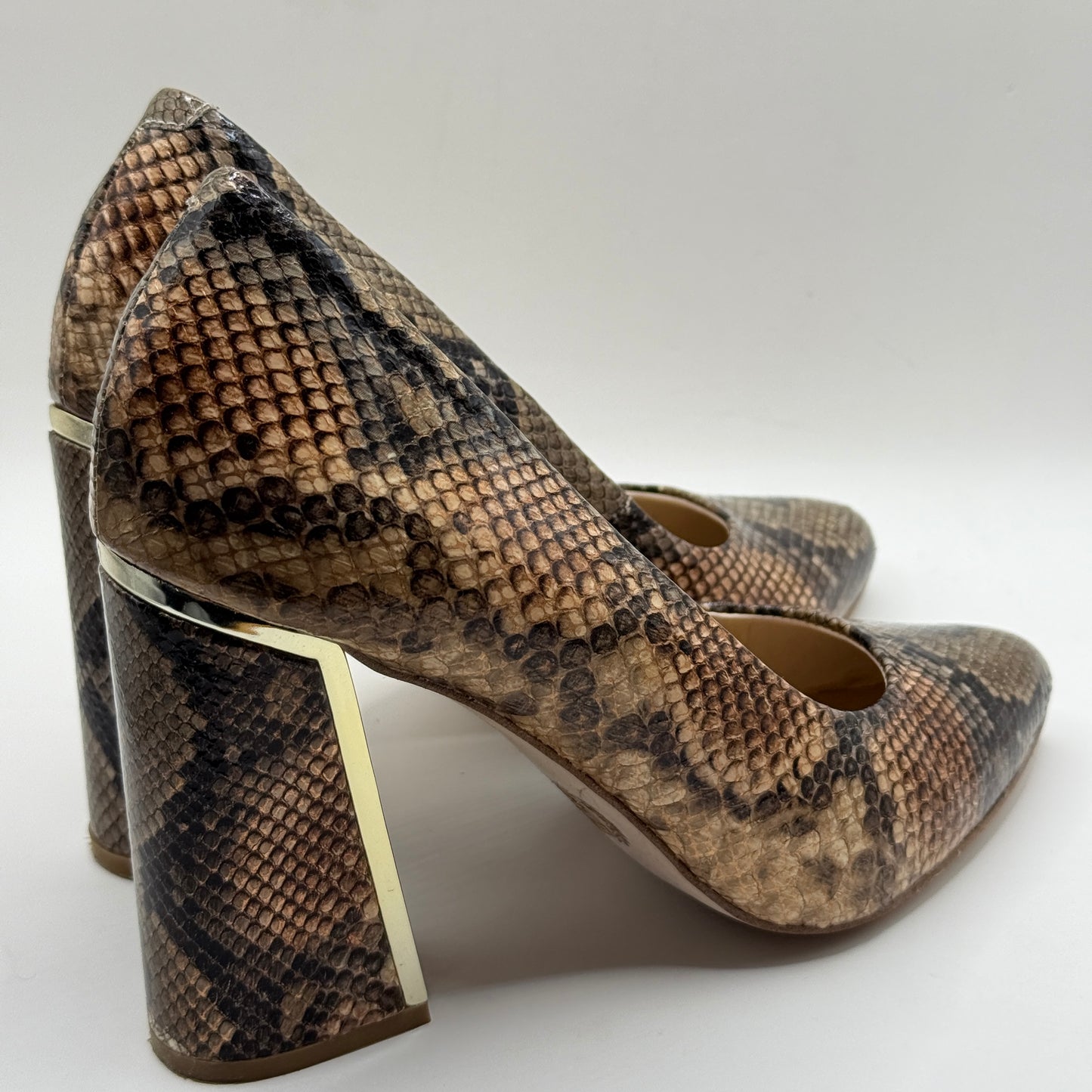 Mi Piaci Brown Snake Print Block Heels Size 39