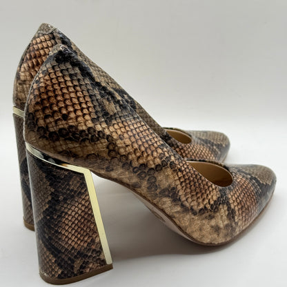 Mi Piaci Brown Snake Print Block Heels Size 39
