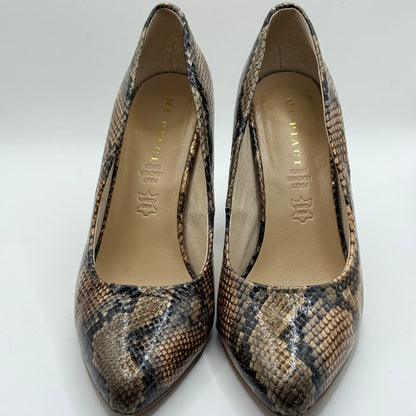 Mi Piaci Brown Snake Print Block Heels Size 39