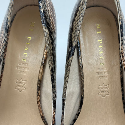 Mi Piaci Brown Snake Print Block Heels Size 39