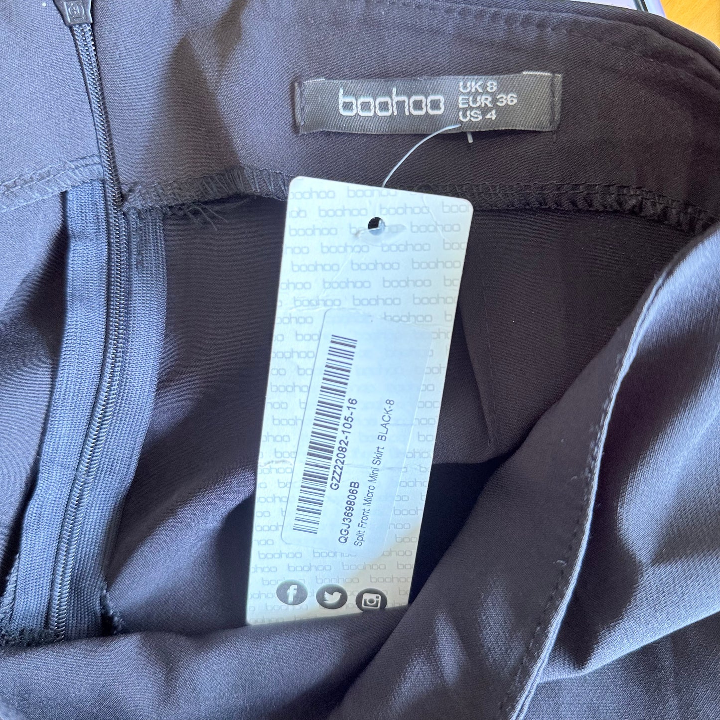 Boohoo Split Front Micro Mini Skirt - Black - Size 8
