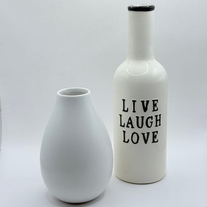 Bouclair White Ceramic Vase + Anko Raindrop Vase
