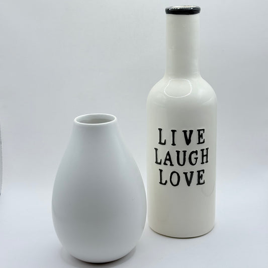 Bouclair White Ceramic Vase + Anko Raindrop Vase