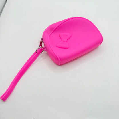 Bright Pink Silicone Pouch with Wrist Strap