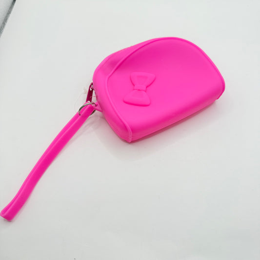 Bright Pink Silicone Pouch with Wrist Strap
