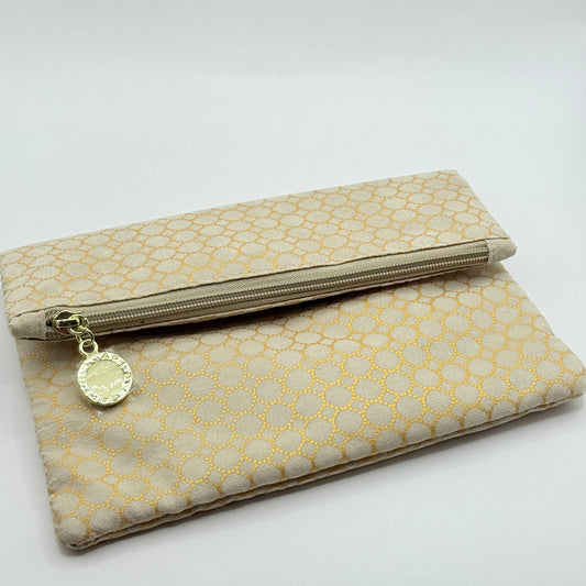 Bvlgari Parfums Emirates Foldover Clutch Pouch Cream & Gold