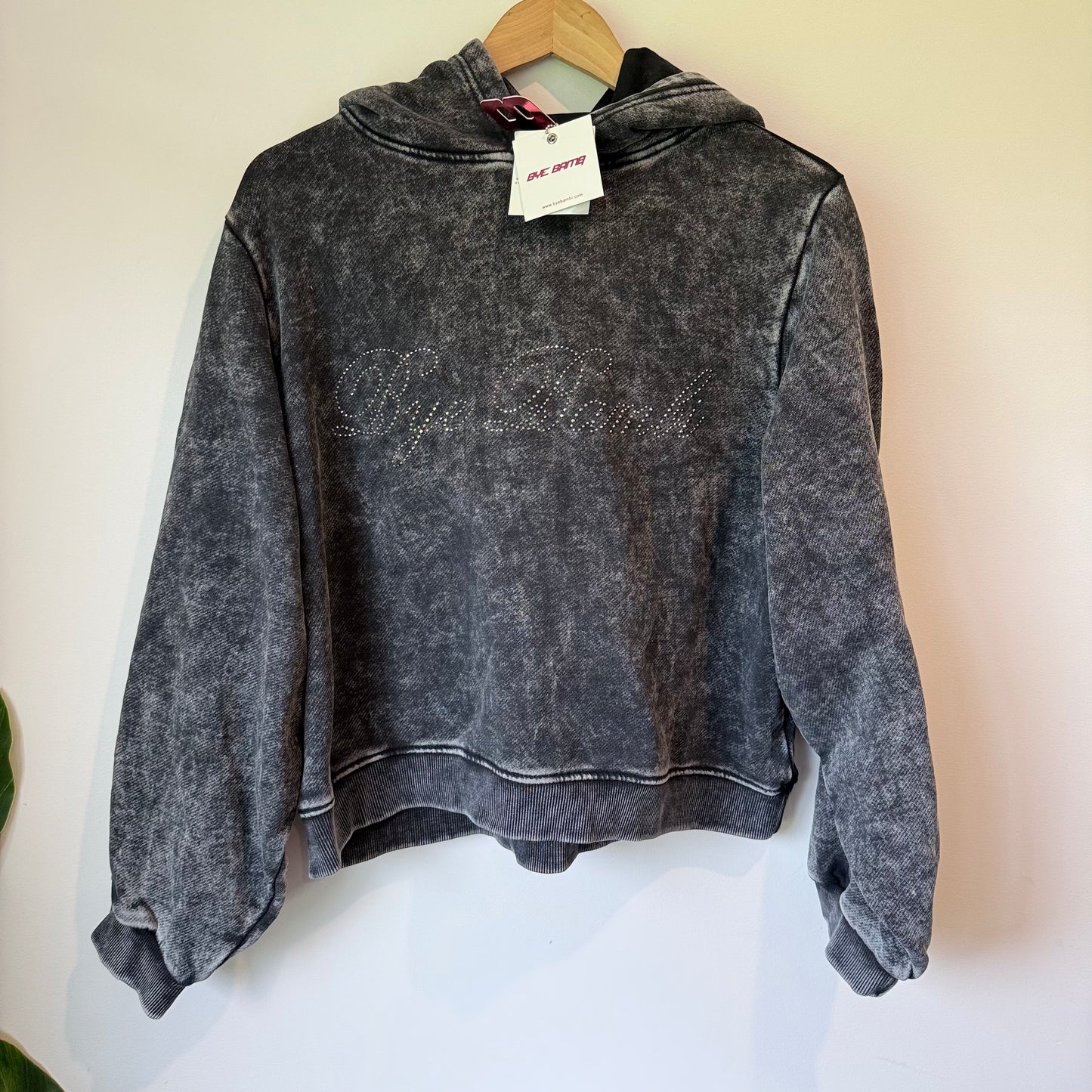 Bye Bambi Elijah Diamante Hoodie - Stone Wash - Size L