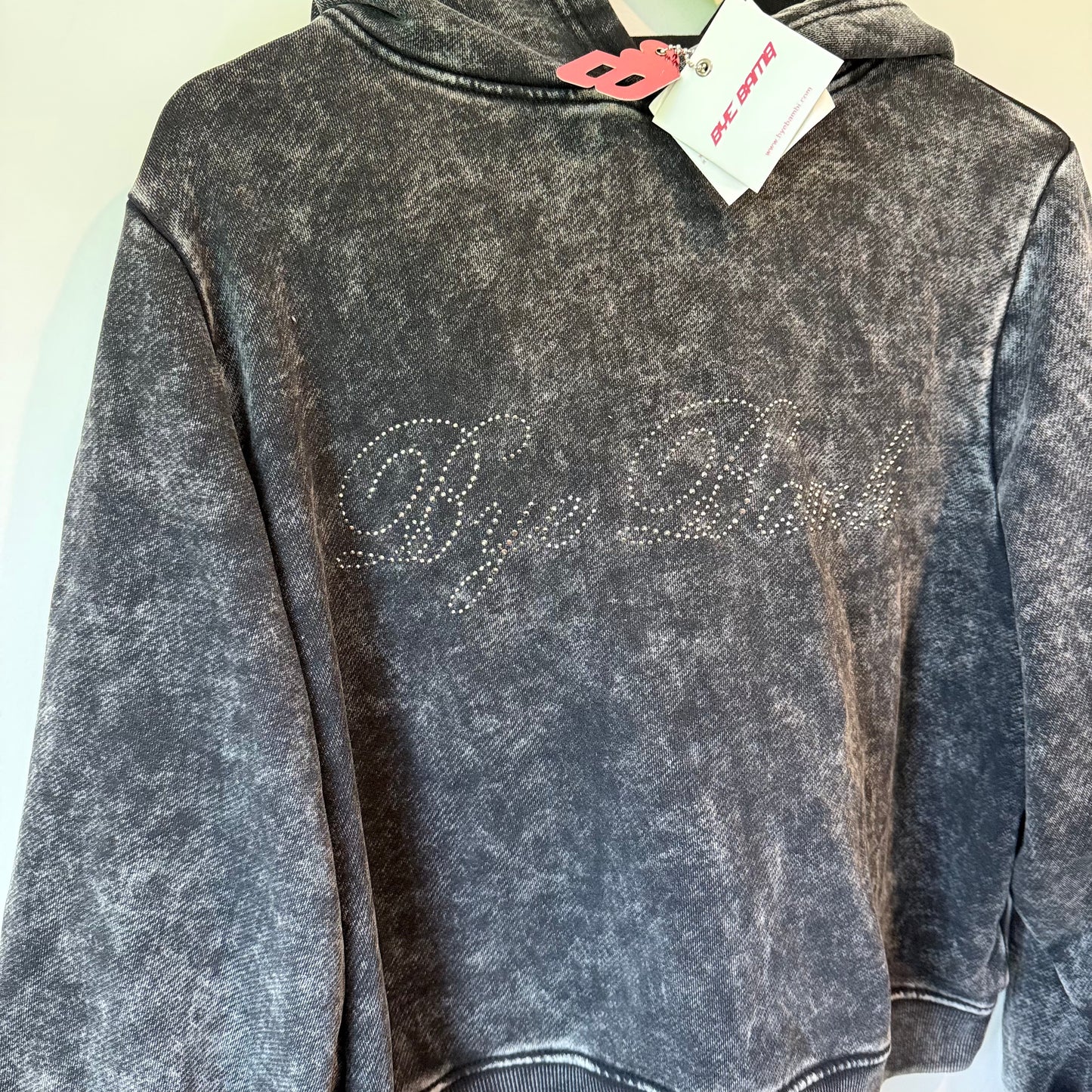 Bye Bambi Elijah Diamante Hoodie - Stone Wash - Size L