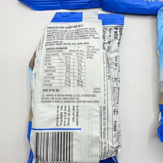 8x CLIF BAR Energy Bar - Chocolate Chip (68g) - SHORT DATED