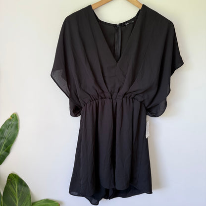 Calli Black Batwing V-Neck Playsuit Size 10