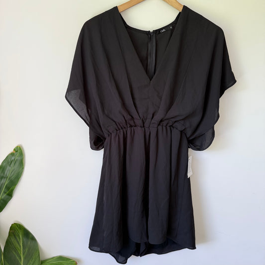 Calli Black Batwing V-Neck Playsuit Size 10