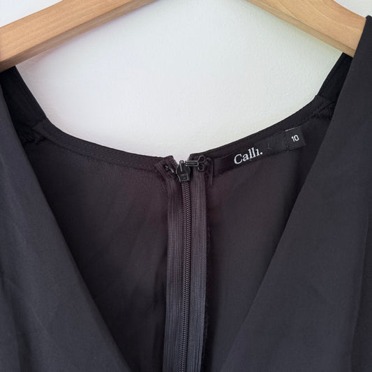 Calli Black Batwing V-Neck Playsuit Size 10