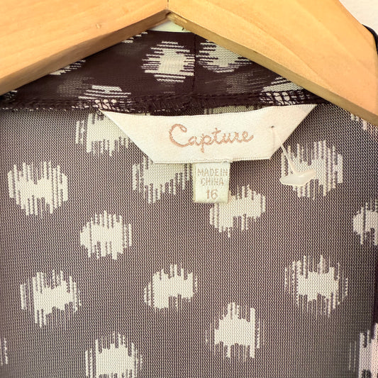 Capture Abstract Spot Sheer Cardigan - Size 16