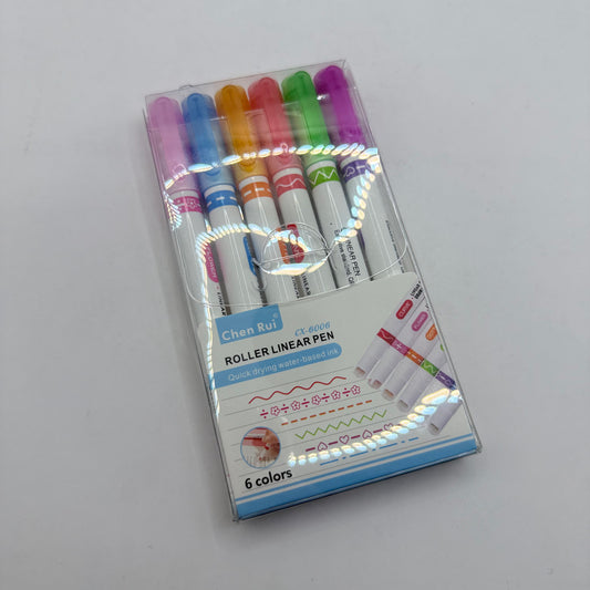 Roller Linear Pattern Pens - 6 Colour Set