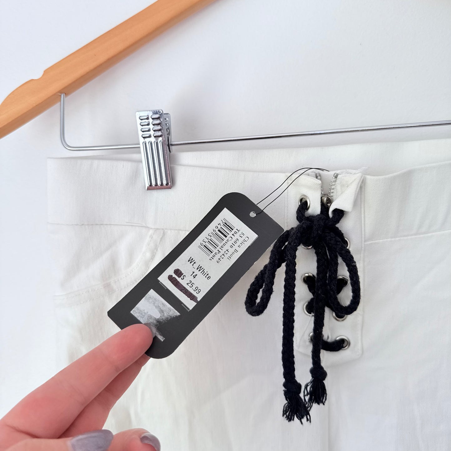 Chicabooti White Lace-Up Trousers - Size 14