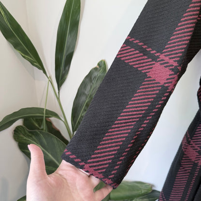 City Chic Checkmate Coat Ruby/Black Tie-Waist Size M