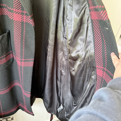 City Chic Checkmate Coat Ruby/Black Tie-Waist Size M