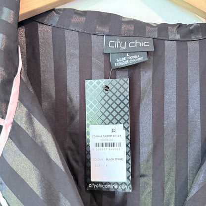 City Chic Sophia Sleep Shirt (Black Stripe) - Size L