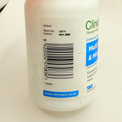 Clinicians MultiVitamin & Mineral Boost - Essential Daily Health - 180 Capsules