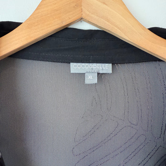 Coco & belle sheer shirt dress xl in black and white - cover ups condition: used - original photo - top - what’s new