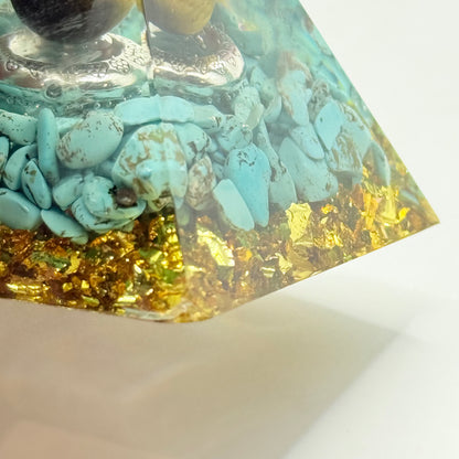 Cosmic Tigers Eye & Turquoise Crystal Pyramid