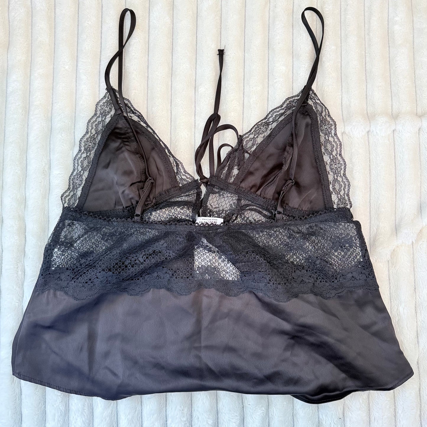 Cotton On Satin & Lace Tie-Front Camisole Black - Size 10