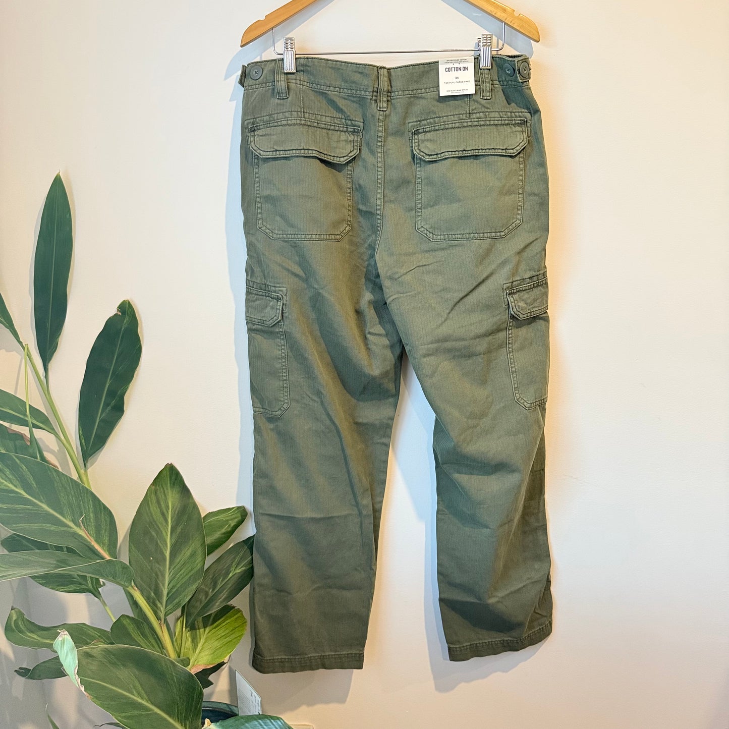 Cotton On Tactical Cargo Pant - Green - Size 34