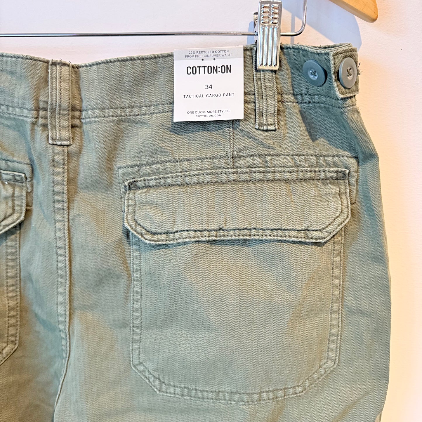 Cotton On Tactical Cargo Pant - Green - Size 34
