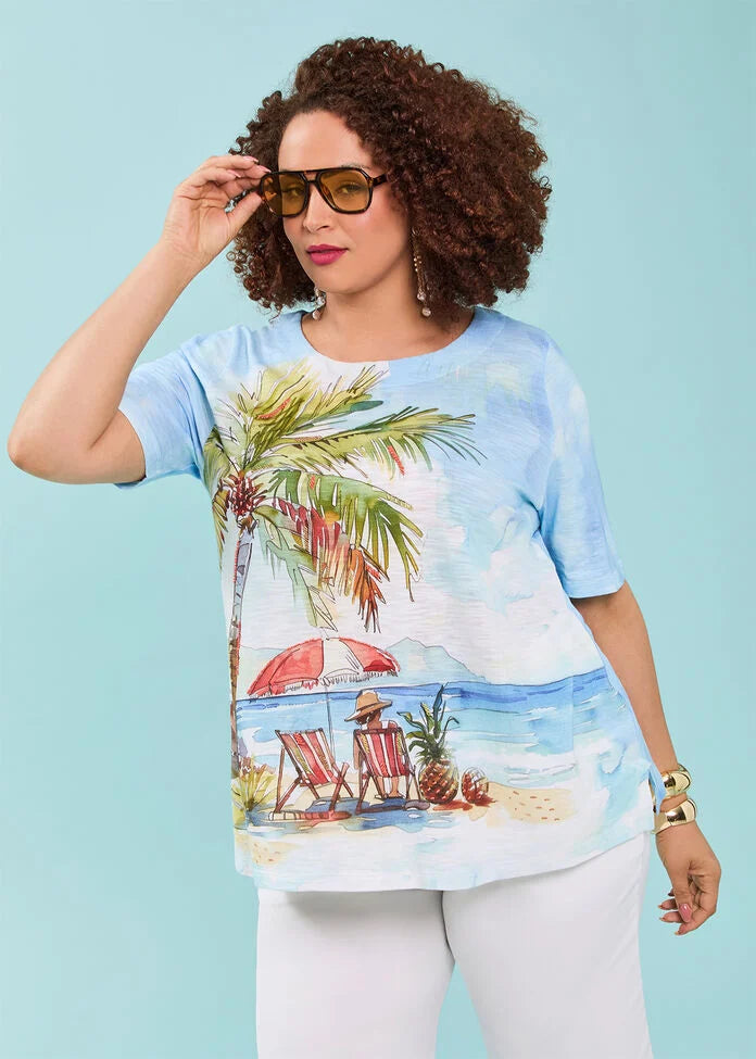 Taking Shape Cotton Slub Vacay Top Size 20