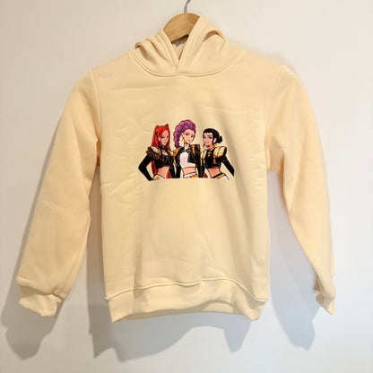 Pink K-Pop Demon Hunters Cream Graphic Hoodie - Size 7-9y