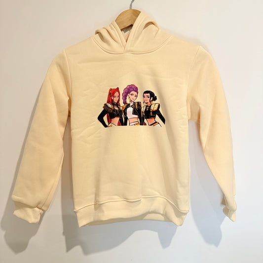 Pink K-Pop Demon Hunters Cream Graphic Hoodie - Size 7-9y