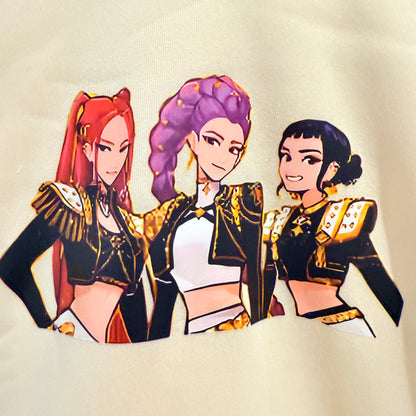 Pink K-Pop Demon Hunters Cream Graphic Hoodie - Size 7-9y