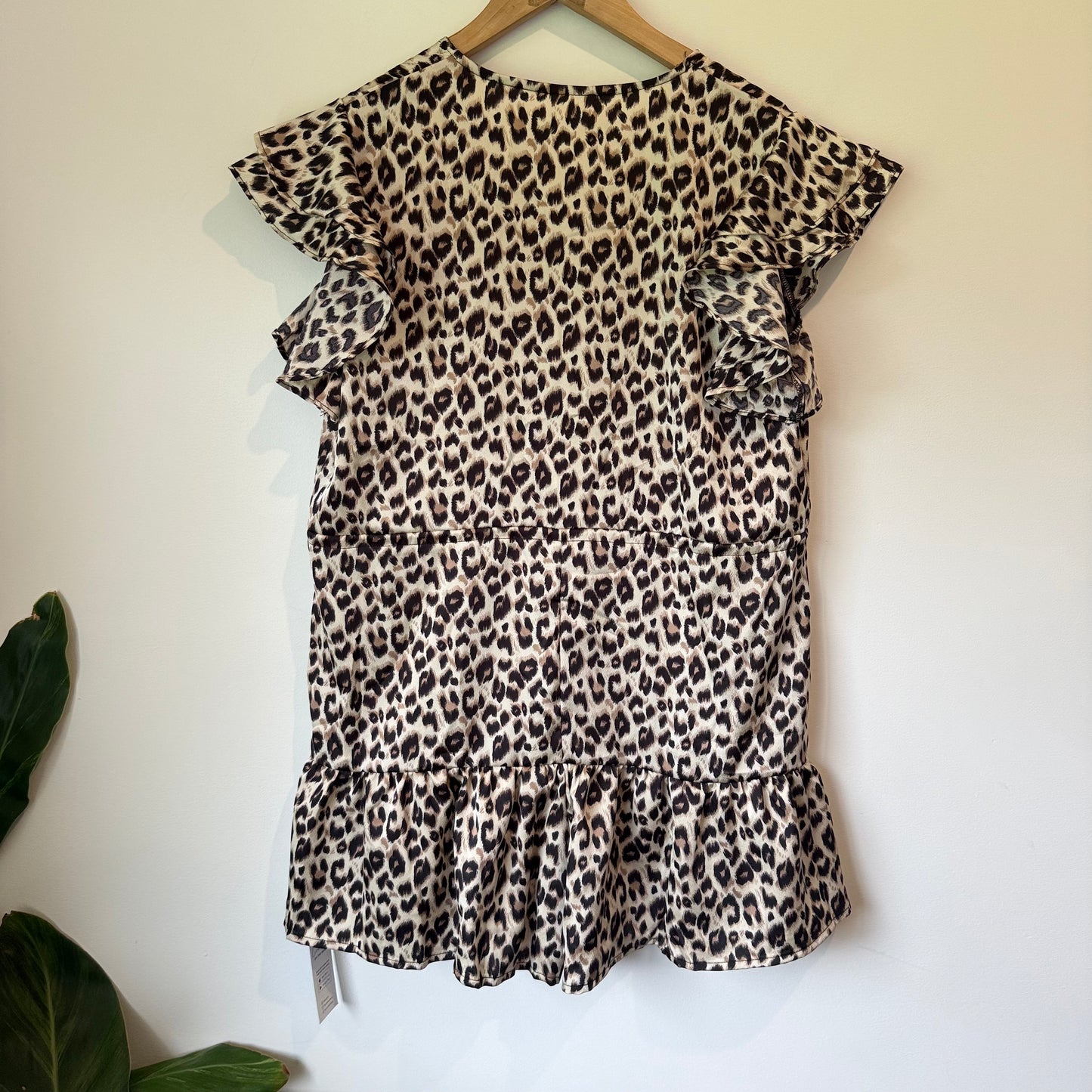 Cupshe Leopard Print Ruffle Sleeve Dress - Size S