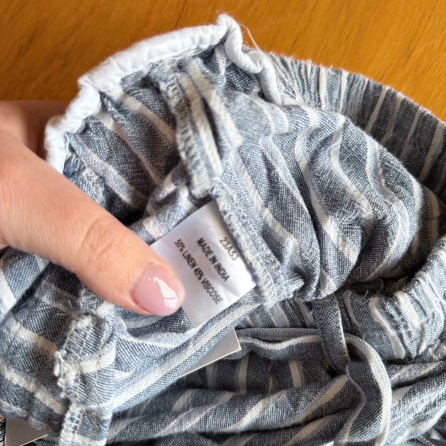 DAMART Linen Mix Capris Blue Stripe – Size 10