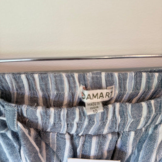DAMART Linen Mix Capris Blue Stripe – Size 10