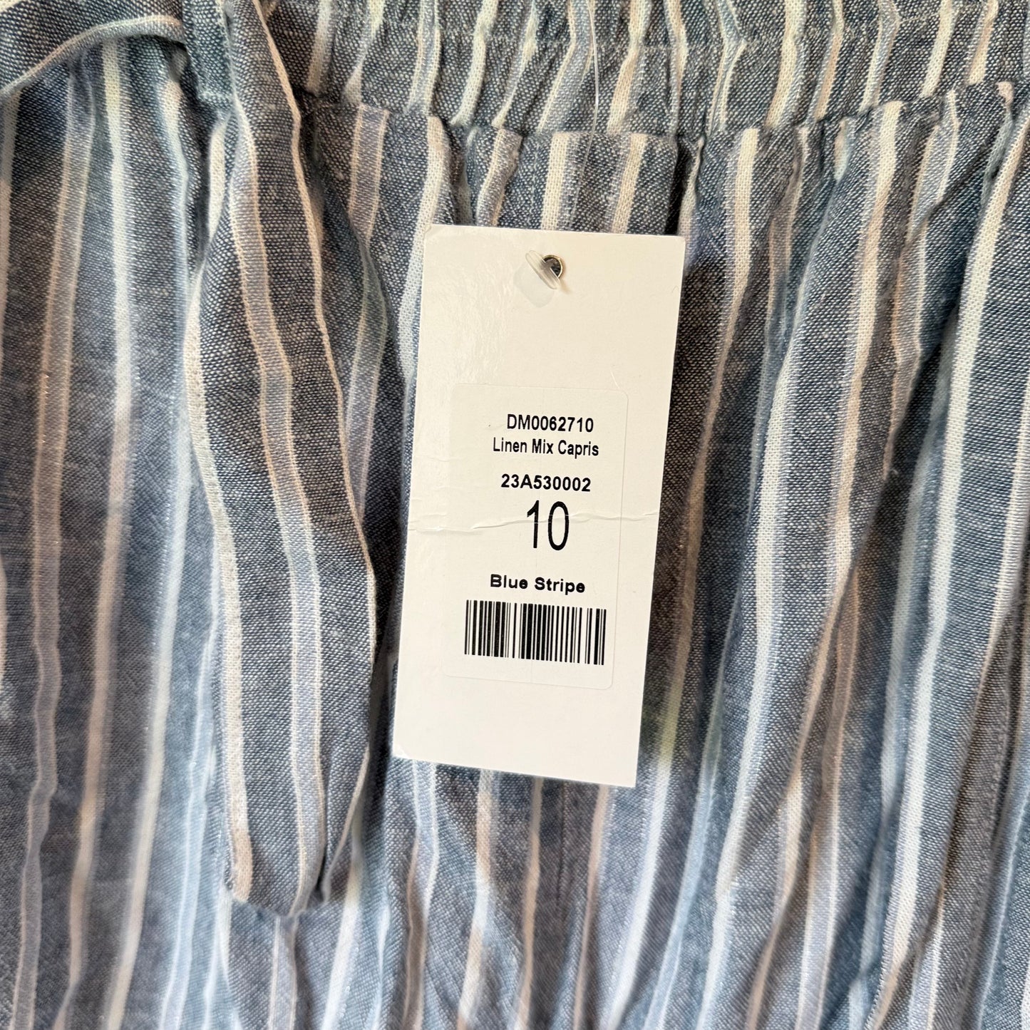 DAMART Linen Mix Capris Blue Stripe – Size 10