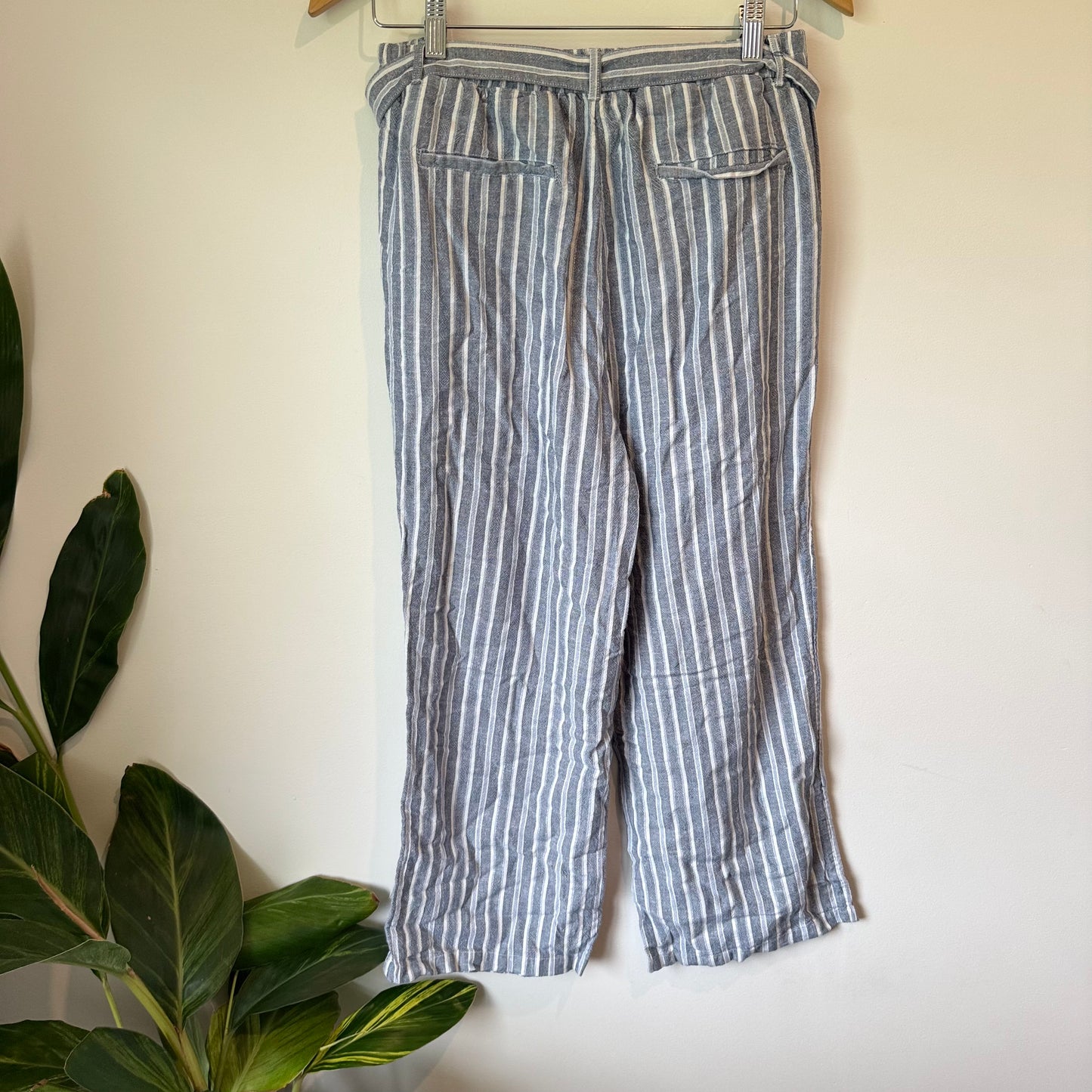 DAMART Linen Mix Capris Blue Stripe – Size 10