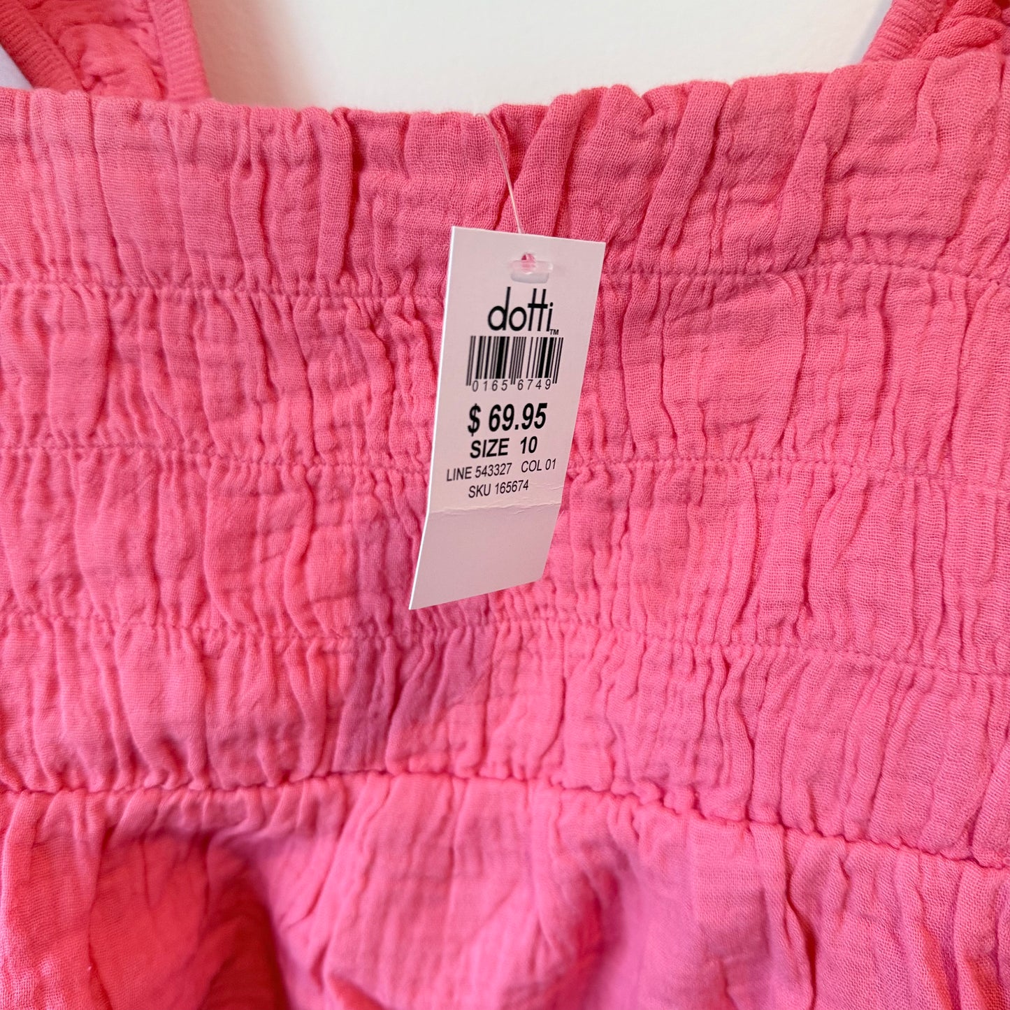 DOTTI Shirred Cotton Mini Dress – Size 10