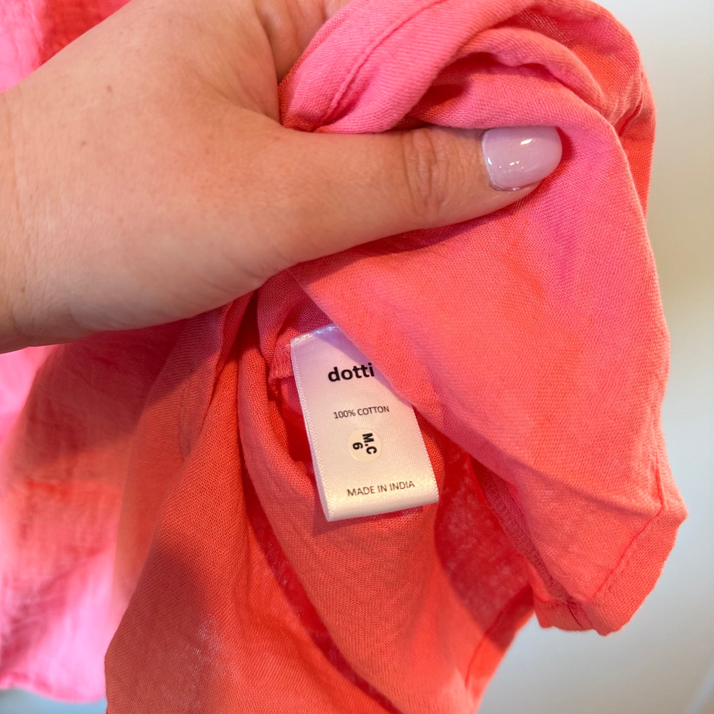 DOTTI Shirred Cotton Mini Dress – Size 10