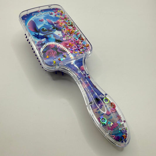 Disney Stitch and Angel Glitter Paddle Hairbrush