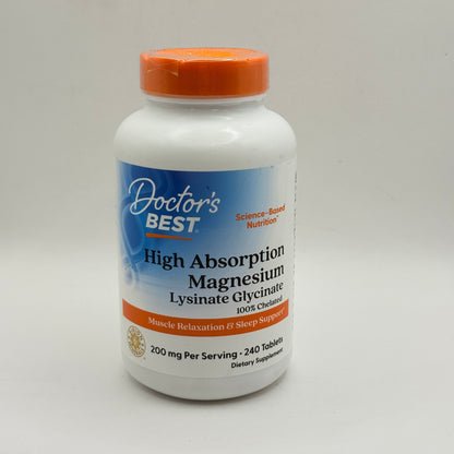 Doctor's Best High Absorption Magnesium Glycinate - 200mg - 240 Tablets