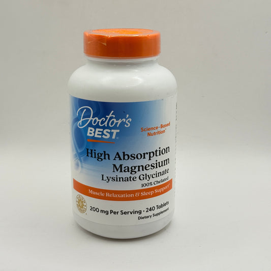 Doctor's Best High Absorption Magnesium Glycinate - 200mg - 240 Tablets