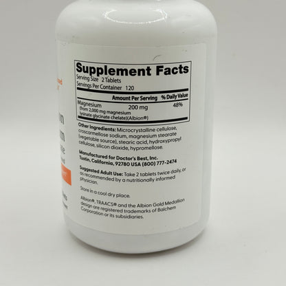 Doctor's Best High Absorption Magnesium Glycinate - 200mg - 240 Tablets