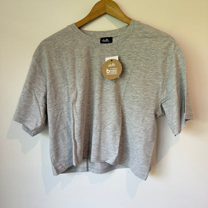 Dotti Cropped Boxy T-Shirt in Grey Marle - Size S