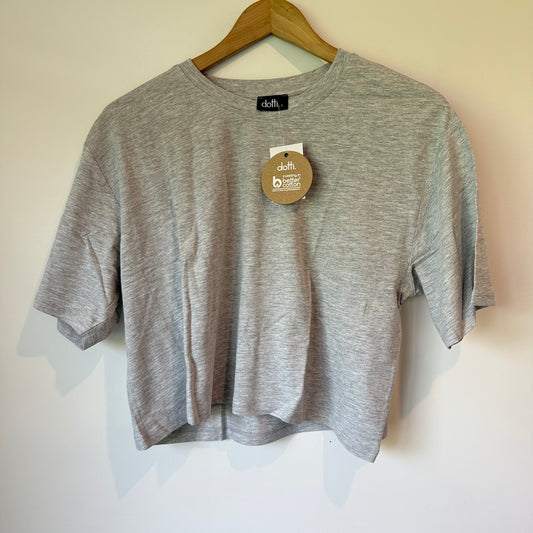 Dotti Cropped Boxy T-Shirt in Grey Marle - Size S