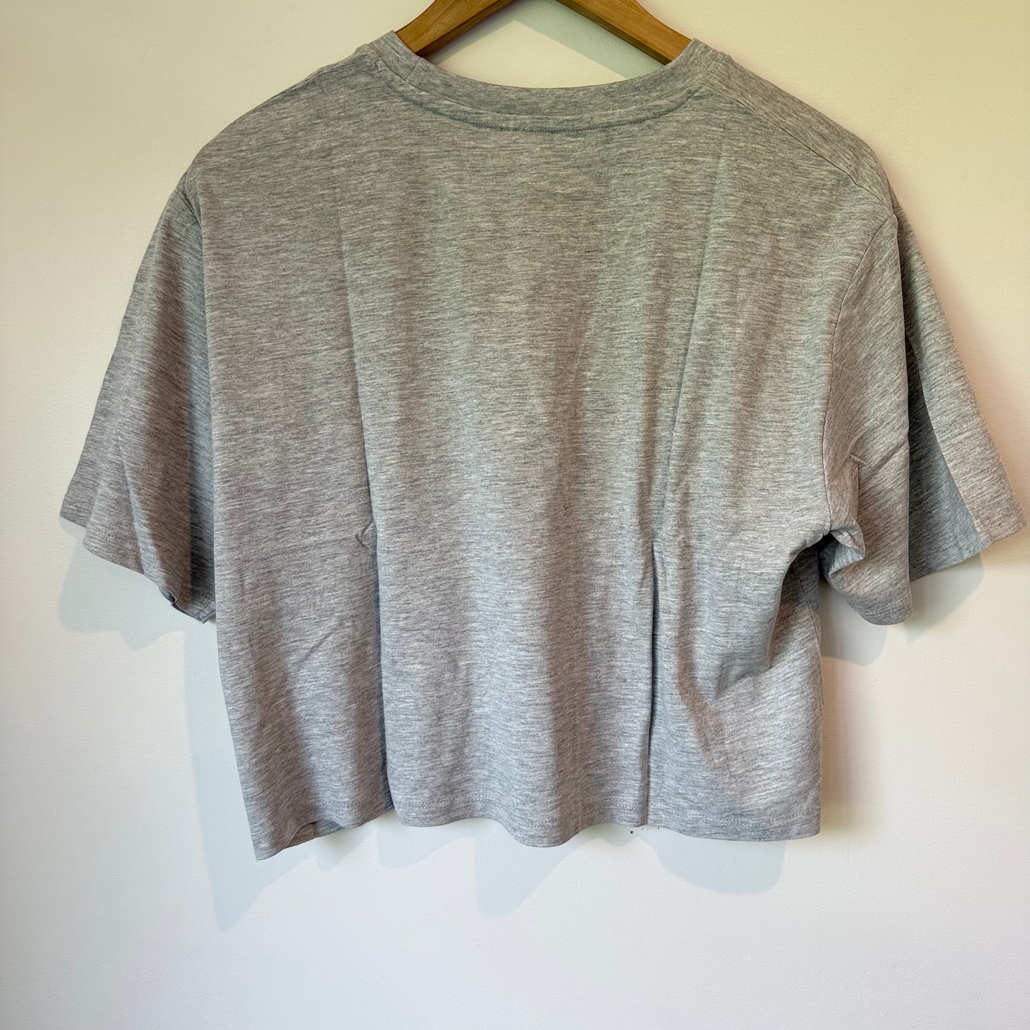 Dotti Cropped Boxy T-Shirt in Grey Marle - Size S