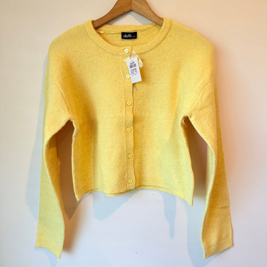 Dotti Fluffy Cropped Cardigan Yellow - Size S/M
