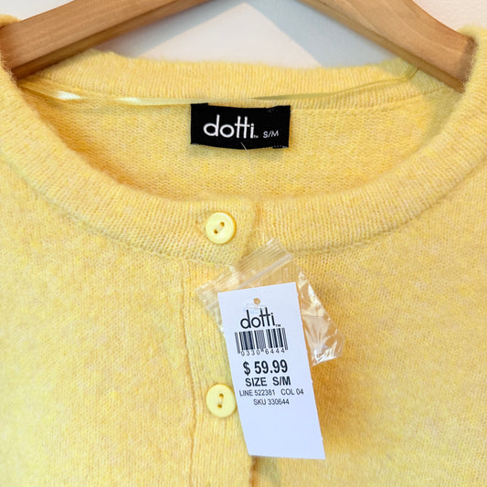 Dotti Fluffy Cropped Cardigan Yellow - Size S/M