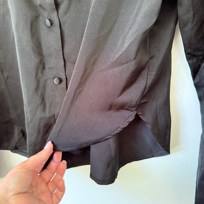 Dotti Long Sleeve Satin Button-Up Shirt Size 10